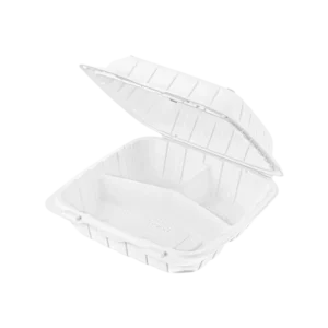 MINRAL-FILLED-PP-8"x8"x3"-3COMP-WHITE-HINGED-CONTAINER-EMP-150
