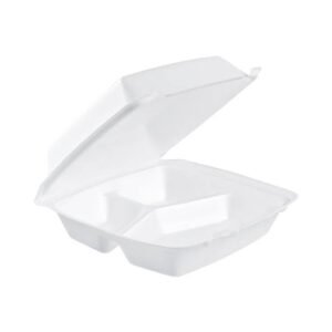 MOLDED-FIBER-9"x9"x3"-3COMP-WHITE-HINGED-CONTAINER-200